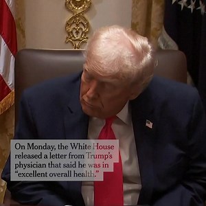 President Trump appeared to be fighting sleep on Tuesday during a cabinet meeting at the White House, closing his eyes and at times seeming to nod off, after he criticized media coverage about him facing the realities of aging in office. Read more: https://nyti.ms/48rbBQU | The New York Times