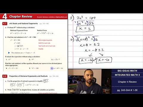 Big Ideas Math [IM3]: Chapter 4 Review (Examples & Problem Set)