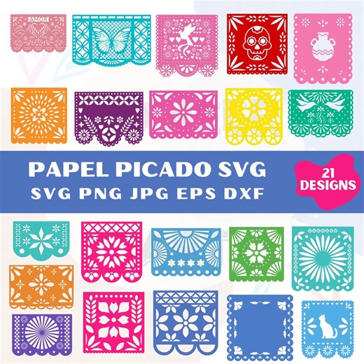 Papel Picado Svg, Papel Picado Clipart, Mexican Art Svg, Fiesta Bunting, Papel Picado Banner, Dia De Los Muertos, Papel Picado SVG Cut Files - Etsy