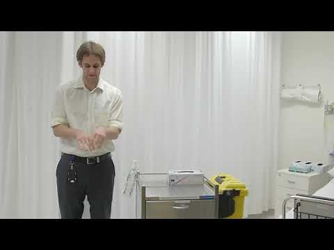 Performing hand hygiene with alcohol-based hand rub (PPE video 1/6)