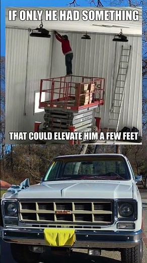 If only he had something to help him reach 🤣 #gmc #truck #bluecollar #funny #comedy #lol #atwork