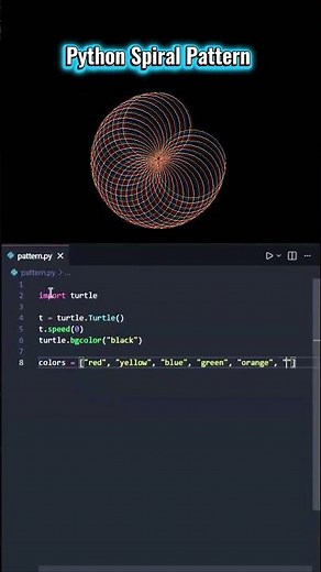 Python Spiral Pattern Program | Python Course for Beginners | Learn Python Coding #shorts