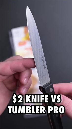 A $2 knife vs the Tumbler Pro. No gimmicks—just the Tumbler Pro doing work #dollarstoreknife #dollarstorefinds #knifesharpening #tumblerusa