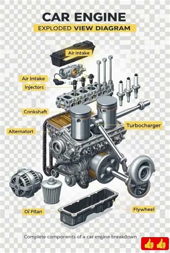 EXPLODED VIEW DIAGRAM #fblifestyle #automobile #enginesystem #torquecraft #mechanic #shortvideo