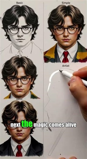 Harry Potter Art Evolution: From Basic Sketch to Masterpiece | Drawing Level Up Tutorial