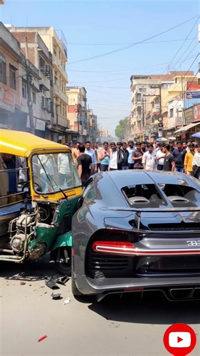 Supercar Crashes Into Auto Rickshaw in Crowded Stret| #ai #crash #carcrash #automobile #shorts #car