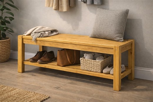Entryway Bench With Storage Plans | Wooden Shoe Bench DIY PDF - Etsy