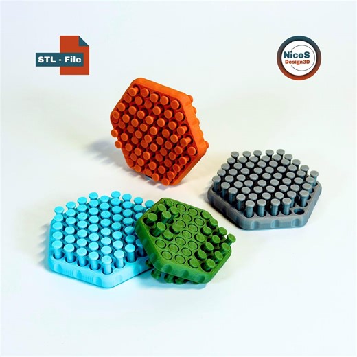 STL File - 3D Print Model | Hexagon Wobble Pins Fidget Keychain With Satisfying Sliding Pins for Stress Relief - Etsy