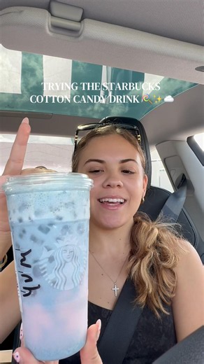 Trying the Starbucks Cotton Candy inspired drink!! 🍭☁️✨