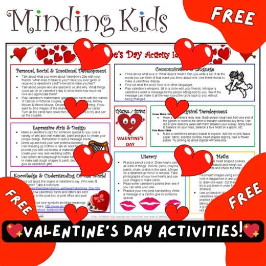 💕 𝗛𝗲𝗹𝗽𝗶𝗻𝗴 𝗟𝗶𝘁𝘁𝗹𝗲 𝗛𝗲𝗮𝗿𝘁𝘀 𝗟𝗲𝗮𝗿𝗻 𝗕𝗶𝗴 𝗙𝗲𝗲𝗹𝗶𝗻𝗴𝘀 Valentine’s Day is a lovely opportunity to help little ones explore kindness, friendships and emotions through fun, meaningful activities. To make things easier, we’ve created a 𝗙𝗥𝗘𝗘 𝗩𝗮𝗹𝗲𝗻𝘁𝗶𝗻𝗲’𝘀 𝗗𝗮𝘆 𝗔𝗰𝘁𝗶𝘃𝗶𝘁𝘆 𝗜𝗱𝗲𝗮𝘀 𝗦𝗵𝗲𝗲𝘁 packed with simple, engaging ideas you can use straight away. ❤️ Perfect for childminders, early years settings, teachers, parents and carers. ✨ 𝗗𝗼𝘄𝗻𝗹𝗼𝗮𝗱 𝘆𝗼