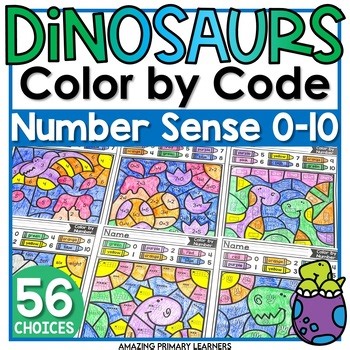 Dinosaurs Coloring Pages Math Color by Number Color by Code Worksheets Jurassic
