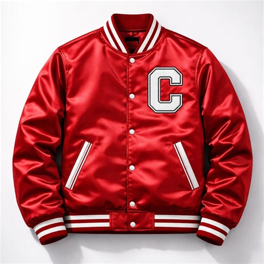 Custom Red Satin Varsity Jacket, Personalized Letterman , Shiny  Bomber Jacket,  Name College , Unisex
