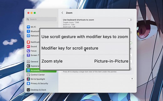 【macOS】开启放大镜缩放屏幕