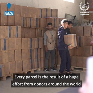 3.2K views · 3K reactions | Today, hundreds of thousands of displaced families in Gaza depend on humanitarian aid like these parcels to survive. Donate now to help deliver food parcels with WFP. | World Food Programme | Facebook