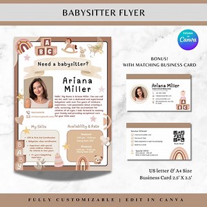 Babysitting Flyer Template Childcare Services Resume Babysitter Editable Flyer Printable Community Caretaker Daycare Flyer Babysitter Job - Etsy