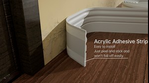 BNELL Flexible Wall Base Moulding Trim, Peel and Stick Rubber Baseboards Molding,4 in(W) x 16.4 Ft(L) Self-Adhesive Feet Vinyl Wall Base Cove Base (16.4FT, Grey)