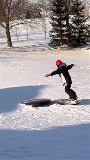 Back yard snowboarding #snowboard #foryou #jumps