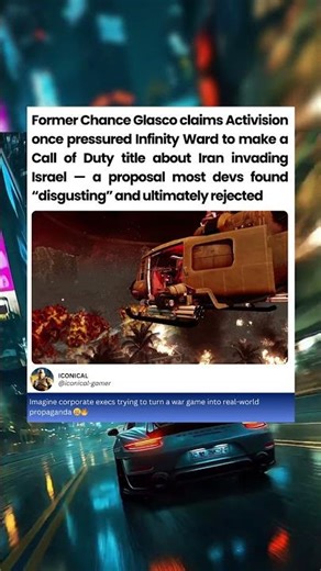 Glasco claims Activision once pressured Infinity Ward to make a Call of Duty title about isreal