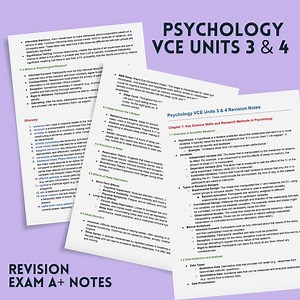 VCE Psychology Revision Notes Units 3 & 4 - Etsy