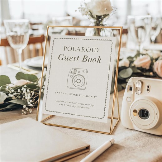 Polaroid Guest Book Sign & Camera Instructions - Wedding Guest Book, Photo Guest Book, Photo Station Sign | WD03 - Etsy