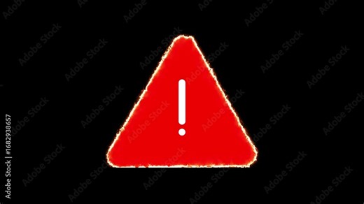 Attention sign with chroma key, Risk caution message icon animation. 4k Danger error icon. Warning Icon Overly 4K Looping Animation. Neon glowing Exclamation icon animation. alert risk safety danger