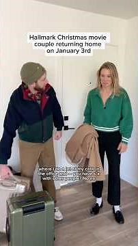 Hallmark Christmas movie couple returning home on January 3rd #couple #hallmark #snow