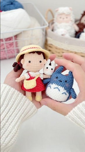 Crochet Ghibli Totoro and Mei Amigurumi💚✨ Free Pattern #amigurumi #totoro #ghibli #crochetpattern