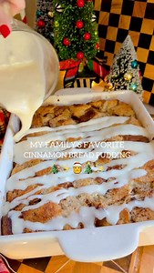 This cinnamon bread pudding is a Christmas classic in our house 🤍 I’m using @KingsHawaiian Sweet Round Bread because it’s soft, buttery, and slightly sweet — which makes it perfect for soaking up all that cinnamon custard. Then I finish it with a cream cheese glaze drizzled right over the top… and it’s honestly impossible to resist. This is one of those cozy holiday recipes that makes your house smell like Christmas and has everyone asking for seconds. Save this one for Christmas morning, brunc