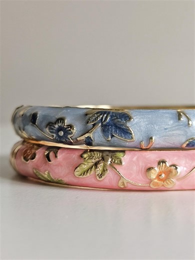 Vintage Style Enamel Floral Gold Bangle Bracelet – Colorful Flower & Leaf Design - Etsy