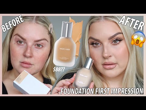 HAUS LABS TRICLONE FOUNDATION first impression ⏰ application & wear test (12hr)