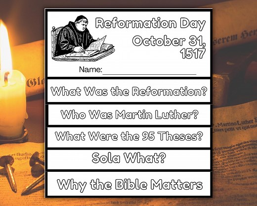 Reformation Day Kids Bible Flip Book Martin Luther Craft Printable Activity Pages Sunday School Protestant Reformation Craft for Homeschool - Etsy