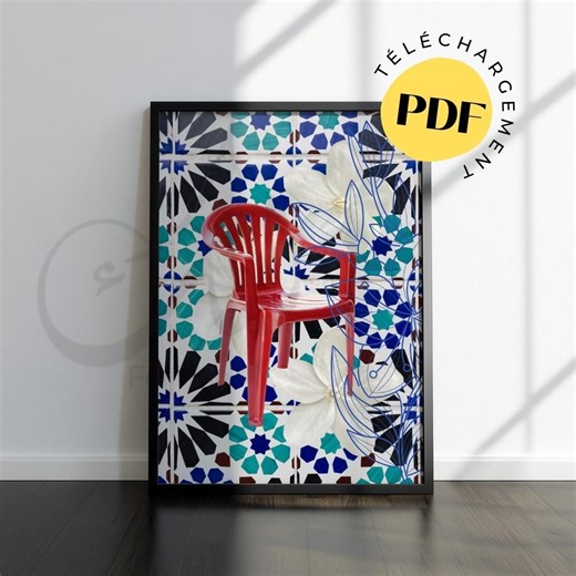 Digital Poster of a Red Plastic Chair, Retro Design, Original Wall Decor, Arabic Calligraphy, Digital Art, Arabic Art - Etsy