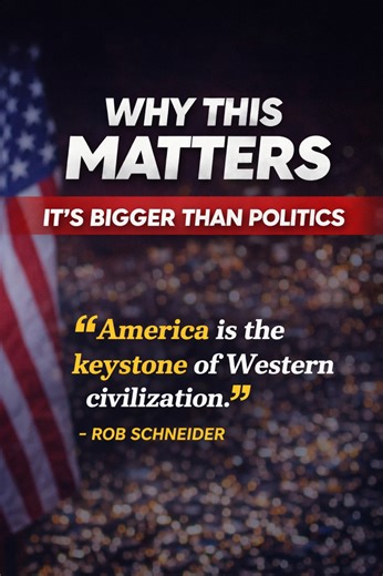 Rob Schneider said something that cuts straight to the core of this moment in time. He called America the keystone of Western civilization. Not just another country, but the thing holding up an idea of freedom that has been rare in human history. And he warned how fragile that really is. One generation can lose it. This is bigger than politics. When you talk about whether a civilization survives, you’re talking about its culture. Its faith. Whether people can still disagree without turning on on