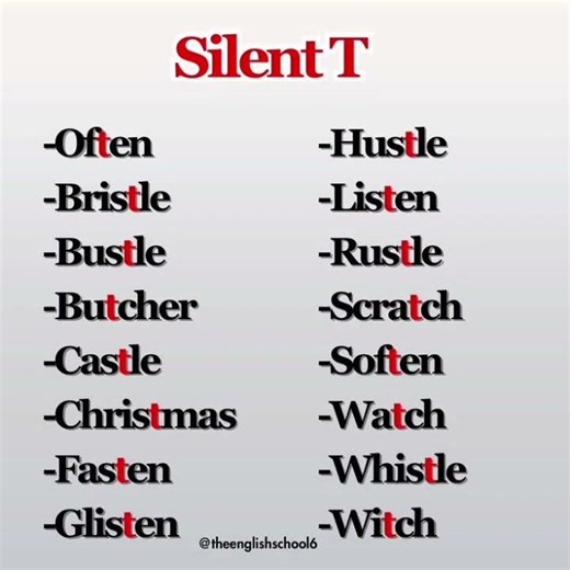 silent 'T' words #english