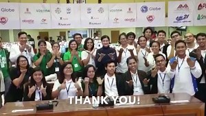 PPCRV Chairman Myla Villanueva shares her gratitude with the help of the students and professors from the School of Deaf Education and Applied Studies of the De La Salle College of St. Benilde. The students volunteered at PPCRV's command center as encoders of the election returns. The group thanks all the PPCRV volunteers for the hard work in making sure that we have a meaningful and peaceful election. From everyone - Thank you, thank you! | PPCRV