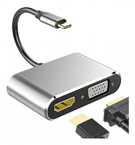 Usb C - 2 En 1 Salida Video: Hdmi + Vga Full Hd Dual 4k 2k - $ 25.496,04