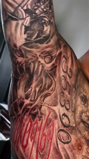 Wolf Ink on Instagram: "@wolf.ink.vic by artist: @insand_ custom piece alien devil cover up scars! #thaitattoo #tattoocontest #tattoo"