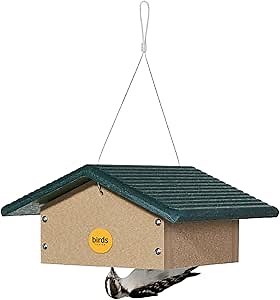 Birds Choice Upside Down Suet Feeder, Holds 1 Suet Cake | Hanging Suet Bird Feeder with Roof, Woodpeckers, Jays, Nuthatches | Sturdy for Garden & Backyard | Taupe & Green, 7" L x 6.25" W x 4.25" H