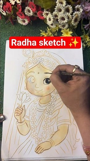 Cute Radha Drawing😍|Easy & Beautiful Art #ytshorts #radhakrishna