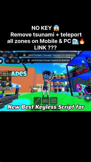 🌊 Escape Tsunami Script (Brainrots) NO KEY | Remove Tsunami Teleport All Zones (Mobile & PC) #viral #delta #robloxscript #tsunami