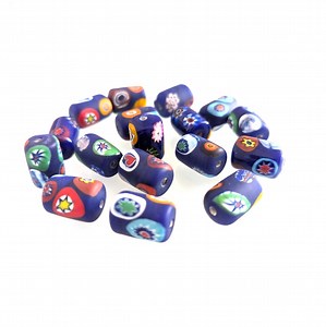 Millefiori Java Trade Beads Cylinder 10x15mm Dark Blue Mixed Colors Pack of 6 - Etsy