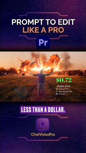 Chat Video Pro on Instagram: "Comment “Chat Video Pro” for access. - Stop juggling subscriptions just to finish one edit. Chat Video Pro lives directly inside Premiere Pro and flips the model: 🚫 No subscriptions 💳 Pay-as-you-go ⚡ If you don’t create, you don’t pay What you can do inside your timeline: 🎬 Instant VFX & video-to-video Use the latest models like Kling, Sora 2, Veo 3.1 & Hailuo and Wan without leaving your edit. 📈 Upscale up to 8K Bring your footage to life with Bria and Topaz-qu