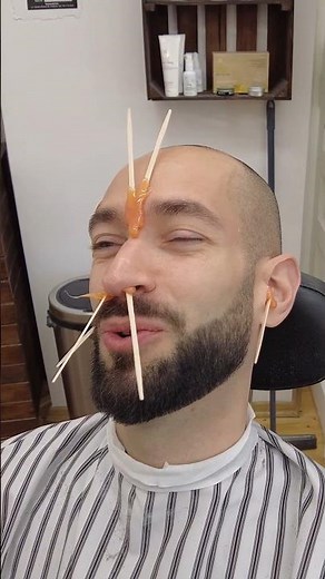 Nose and ears waxing in Polish Barbershop! 😬 #barber #wax #grooming #relax