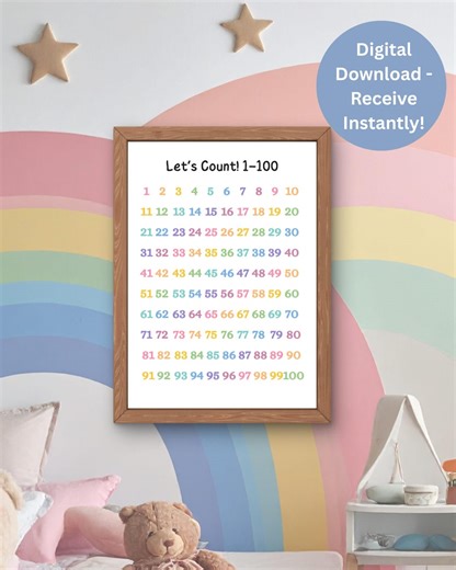 Numbers 1–100 Chart for Kids | Rainbow Pastel Counting Poster | Early Years Maths Printable | Classroom & Homeschool Decor - Etsy