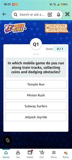 In which mobile game do you run along train tracks, collecting coins and dodging obstacle