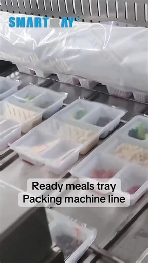 Ready meals tray weighing filling sealing machine line #machine #readymeals #packingline