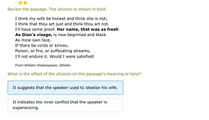 Review the passage. The allusion is shown in bold.I think my w... | Filo