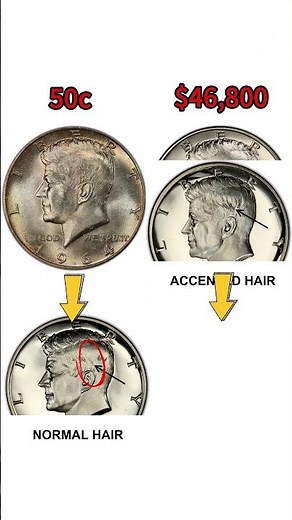 1964 Kennedy Half: Normal Hair vs Accented Hair #coin #dollar #coincollecting #rarecoins