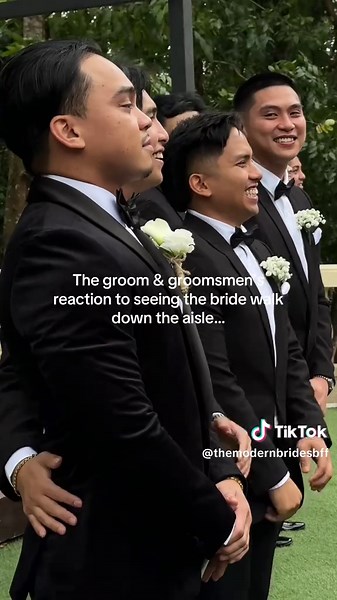 Groom and Groomsmen's Heartfelt Reactions at Wedding