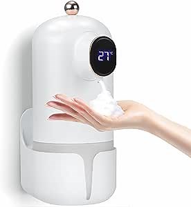 Automatic Soap Dispenser, Touchless Auto Foaming Sensor Hand Soap Dispenser with Display, 10.14oz/300ml Waterproof Rechargeable Foam Soap Dispenser for Bathroom, Kitchen, Commercial